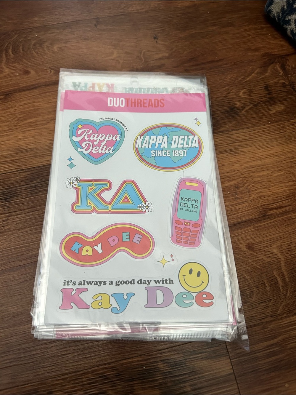 DuoThreads Kappa Delta Pink Sticker Sheet - Kay Dee